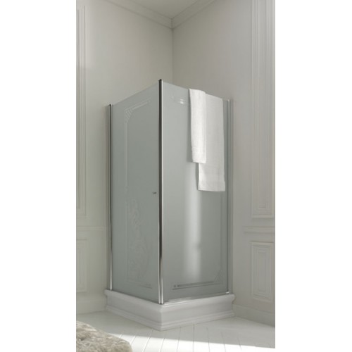 RETRO čtvercová sprchová zástěna 900x900mm, dekor positiv, pravá, bronz